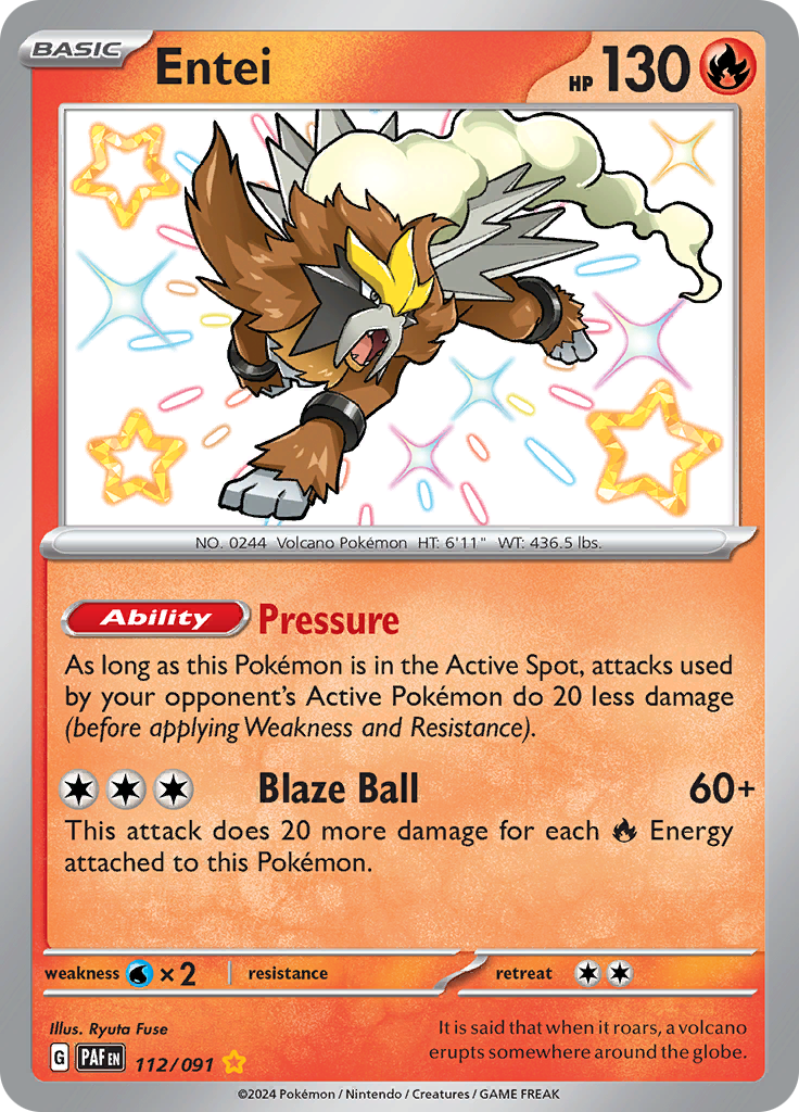 Paldean Fates Entei 112/091 Shiny Rare