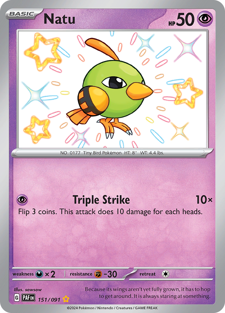 Paldean Fates Natu 151/091 Shiny Rare
