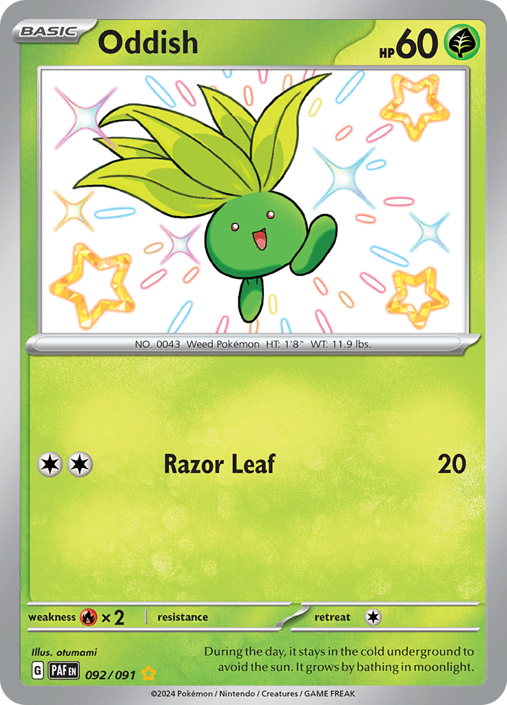 Paldean Fates Oddish 092/091 Shiny Rare