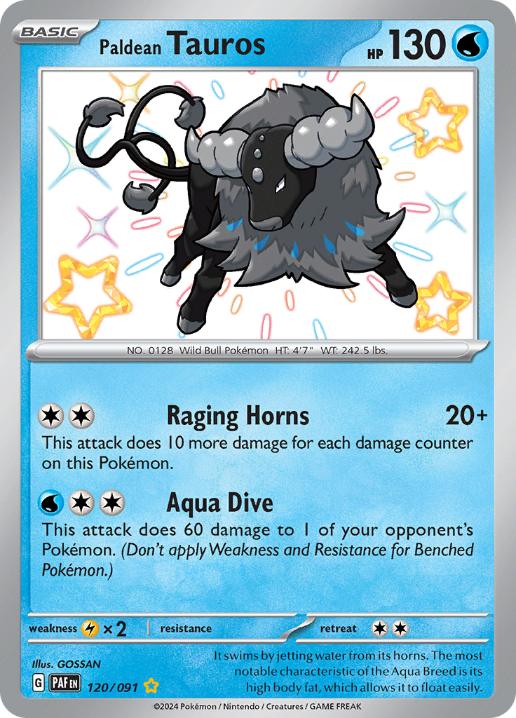 Paldean Fates Paldean Tauros 120/091 Shiny Rare