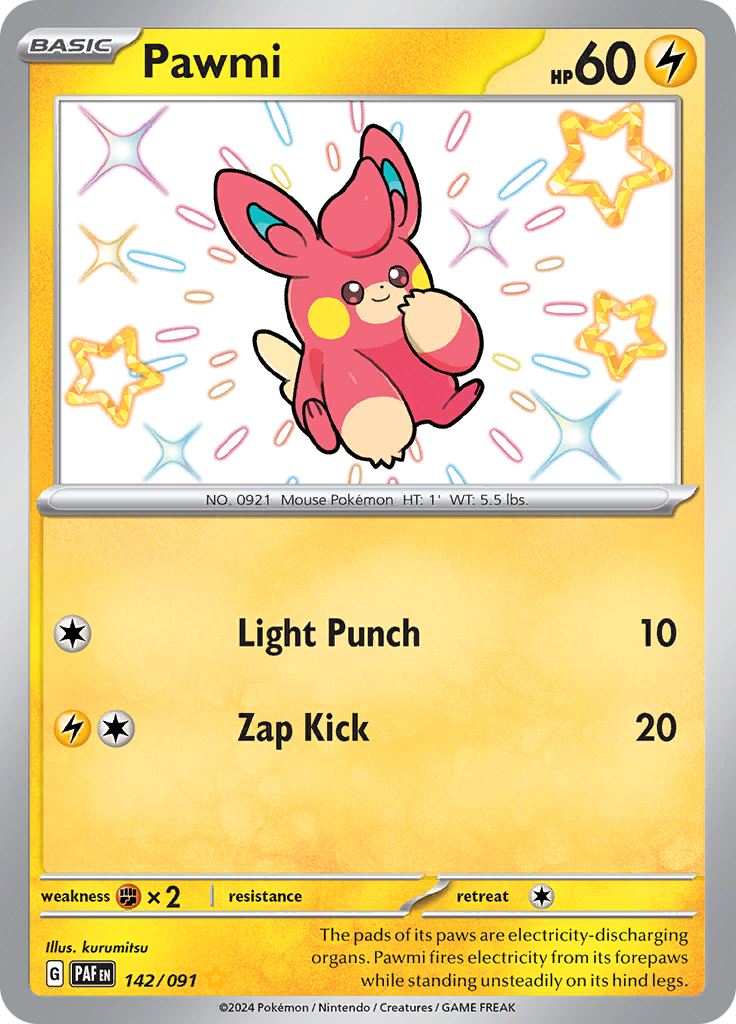 Paldean Fates Pawmi 142/091 Shiny Rare