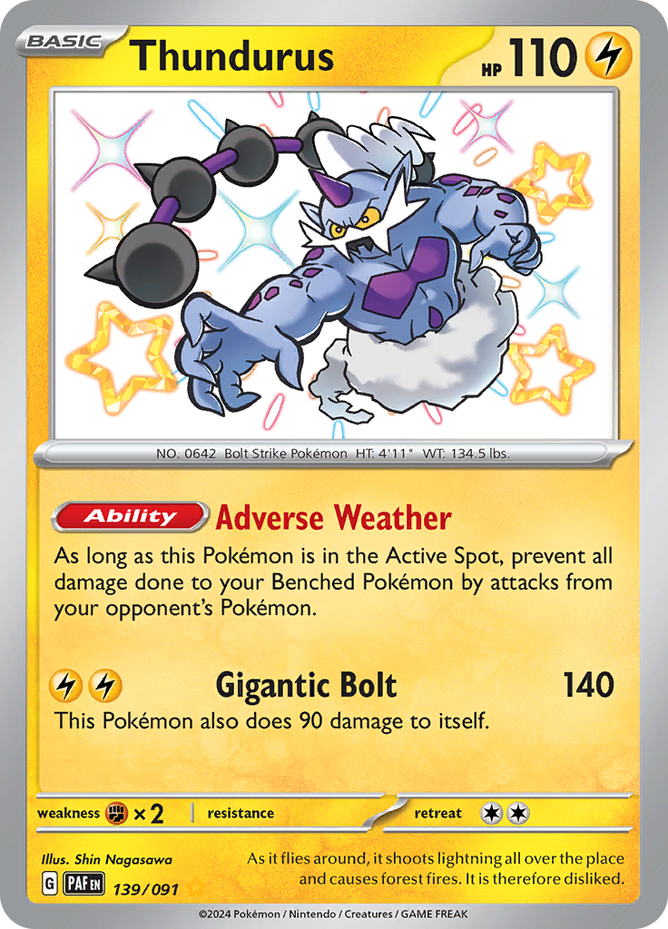Paldean Fates Thundurus 139/091 Shiny Rare