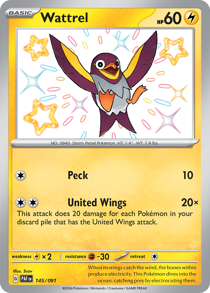 Paldean Fates Wattrel 145/091 Shiny Rare