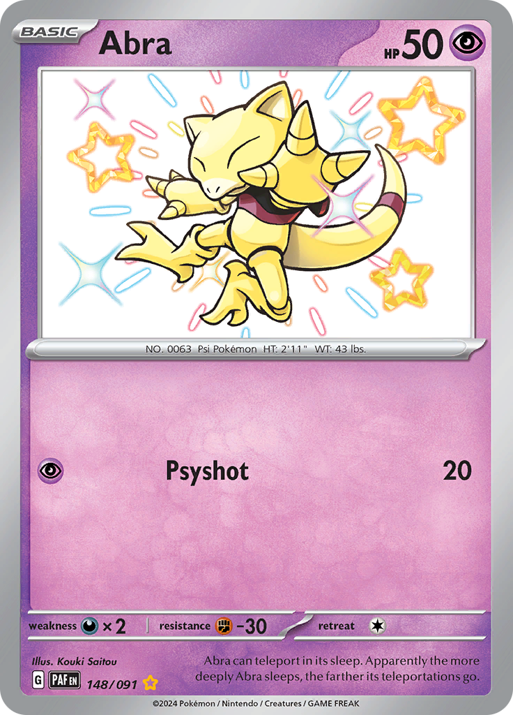 Paldean Fates Abra 148/091 Shiny Rare