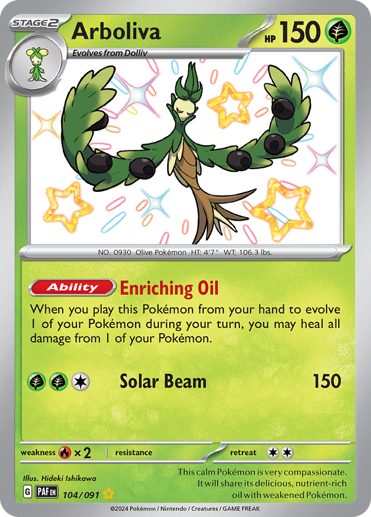 Paldean Fates Arboliva 104/091 Shiny Rare