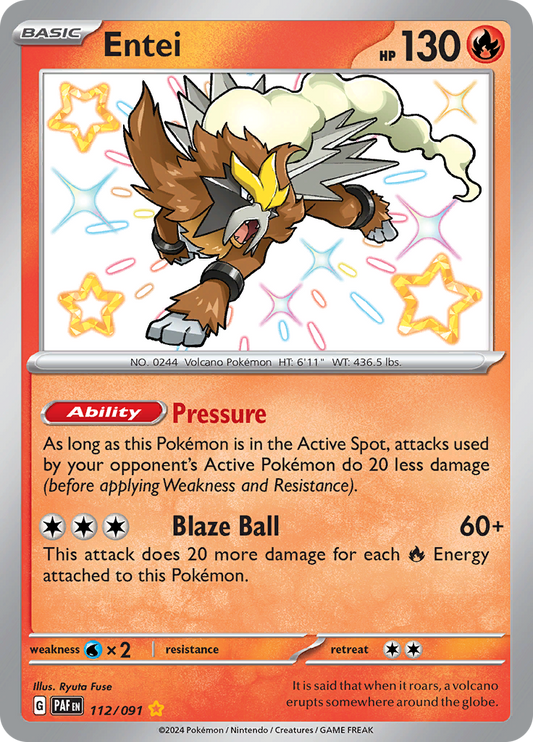 Paldean Fates Entei 112/091 Shiny Rare