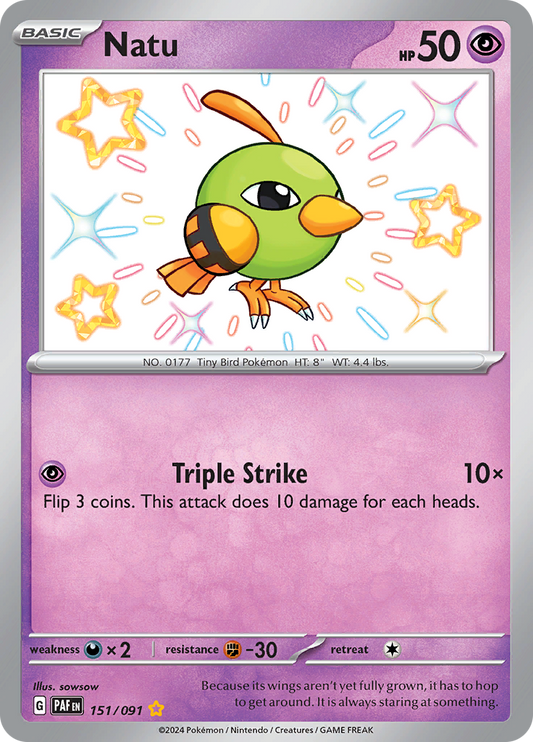Paldean Fates Natu 151/091 Shiny Rare