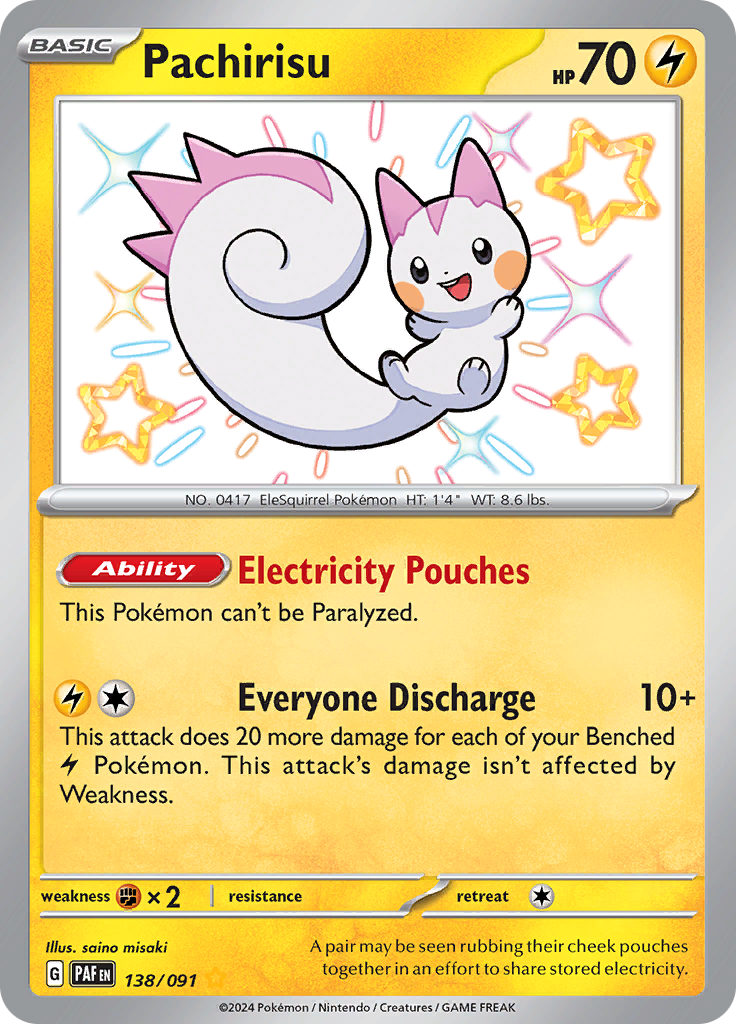 Paldean Fates Pachirisu 138/091 Shiny Rare