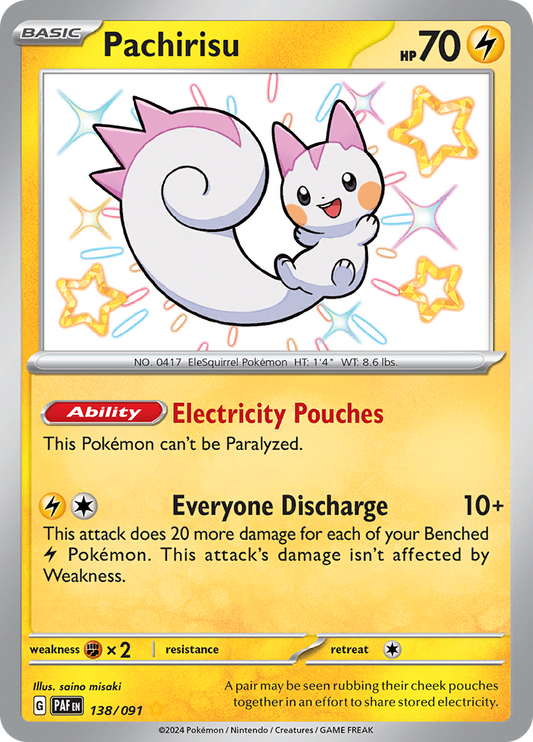 Paldean Fates Pachirisu 138/091 Shiny Rare