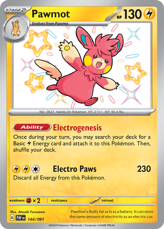 Paldean Fates Pawmot 144/091 Shiny Rare