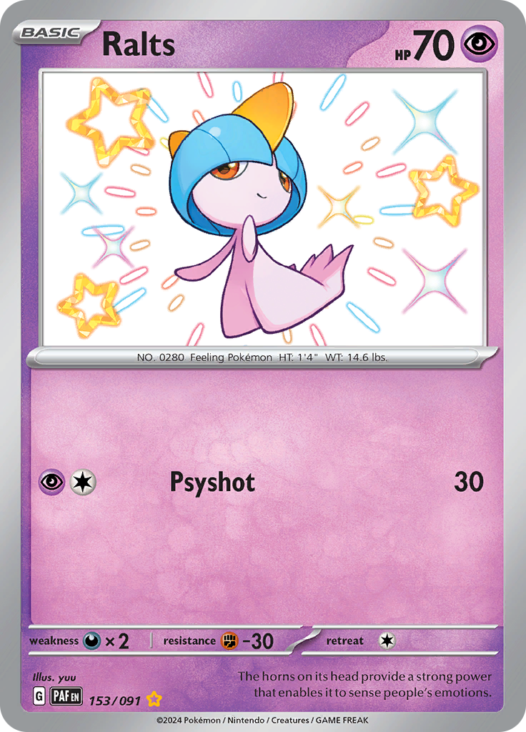 Paldean Fates Ralts 153/091 Shiny Rare