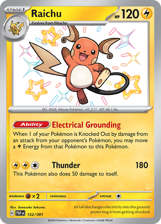 Paldean Fates Raichu 132/091 Shiny Rare