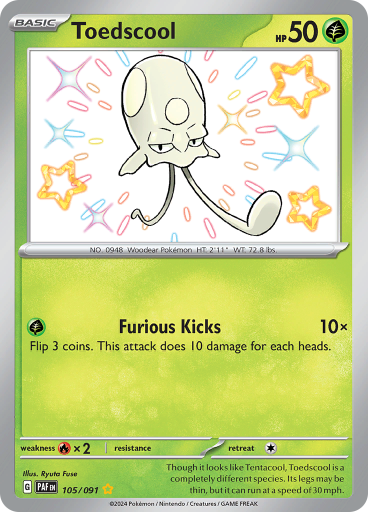 Paldean Fates Toedscool 105/091 Shiny Rare